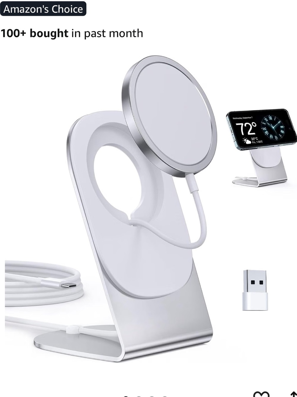 Wireless Magnetic Charger Stand for iPhone - White